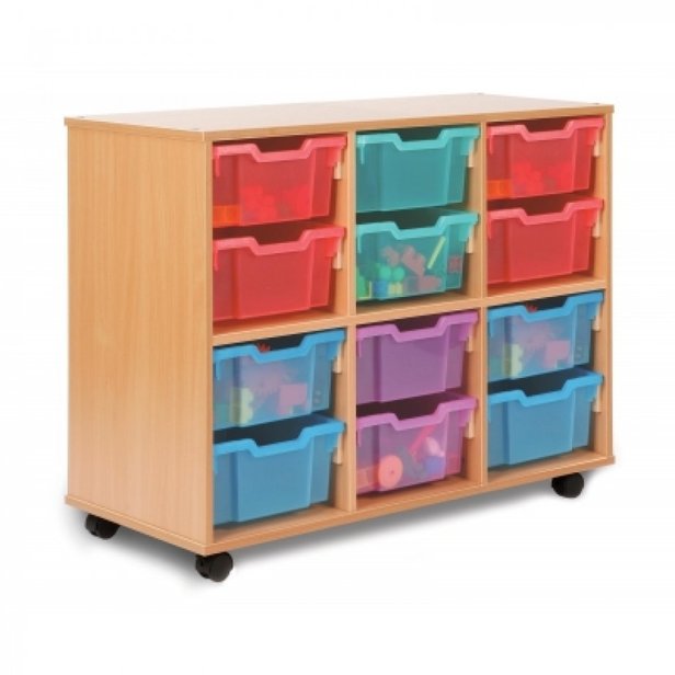 Supporting image for Allsorts 12 Deep Tray Storage Unit - Maple